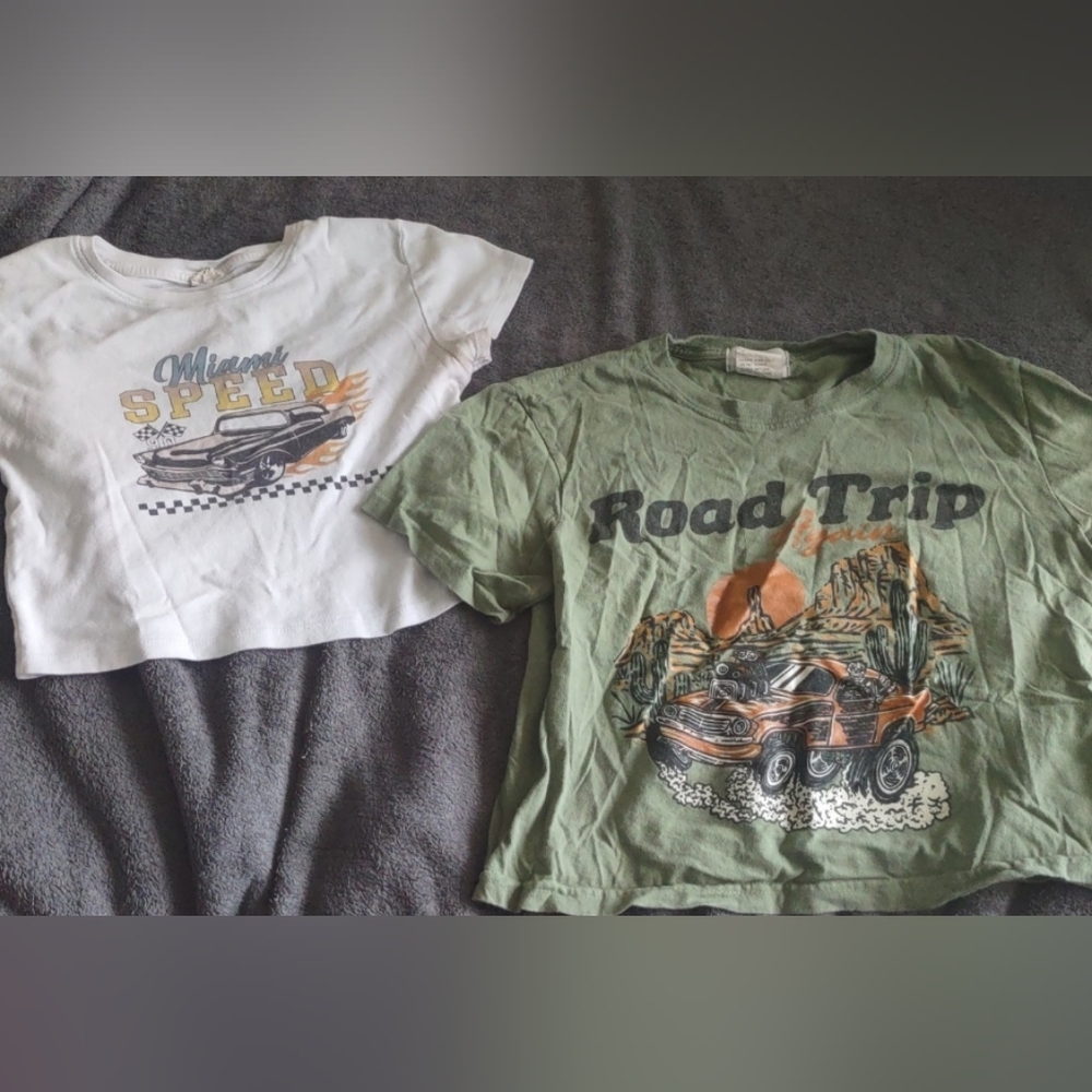 Kids Graphic Tees - White and Green